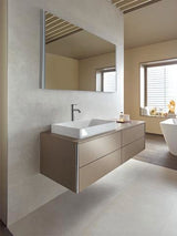 Duravit XSquare Konsole 1400x550mm betongrau matt – 1 Ausschnitt, mit Siphonaussparung