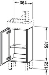 Duravit L-Cube Waschtischunterbau 582x364x241mm betongrau matt, Anschlag links, 1 Tür