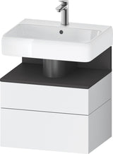 DURAVIT Qatego Waschtischunterbau 590 mm wandhängend, 1 Auszug, weiß Hochglanz, Nische Eiche Schwarz