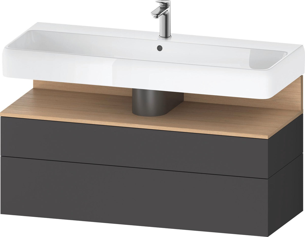 Duravit Qatego Waschtischunterbau 1190 mm – Weiß Matt mit Eiche Schwarz Nische, 1 Auszug, LED