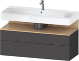 Duravit Qatego Waschtischunterbau 1190 mm – Weiß Matt mit Eiche Schwarz Nische, 1 Auszug, LED