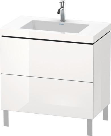 Duravit L-Cube Waschtischset 800x480mm mit Möbelwaschtisch Vero Air, 2 Auszüge, 1 Hahnlochbank, seidenmatt