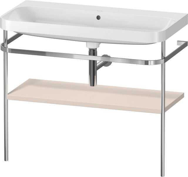Duravit Happy D.2 c-shaped Waschtischset mit Metallkonsole, 975 mm, Taupe
