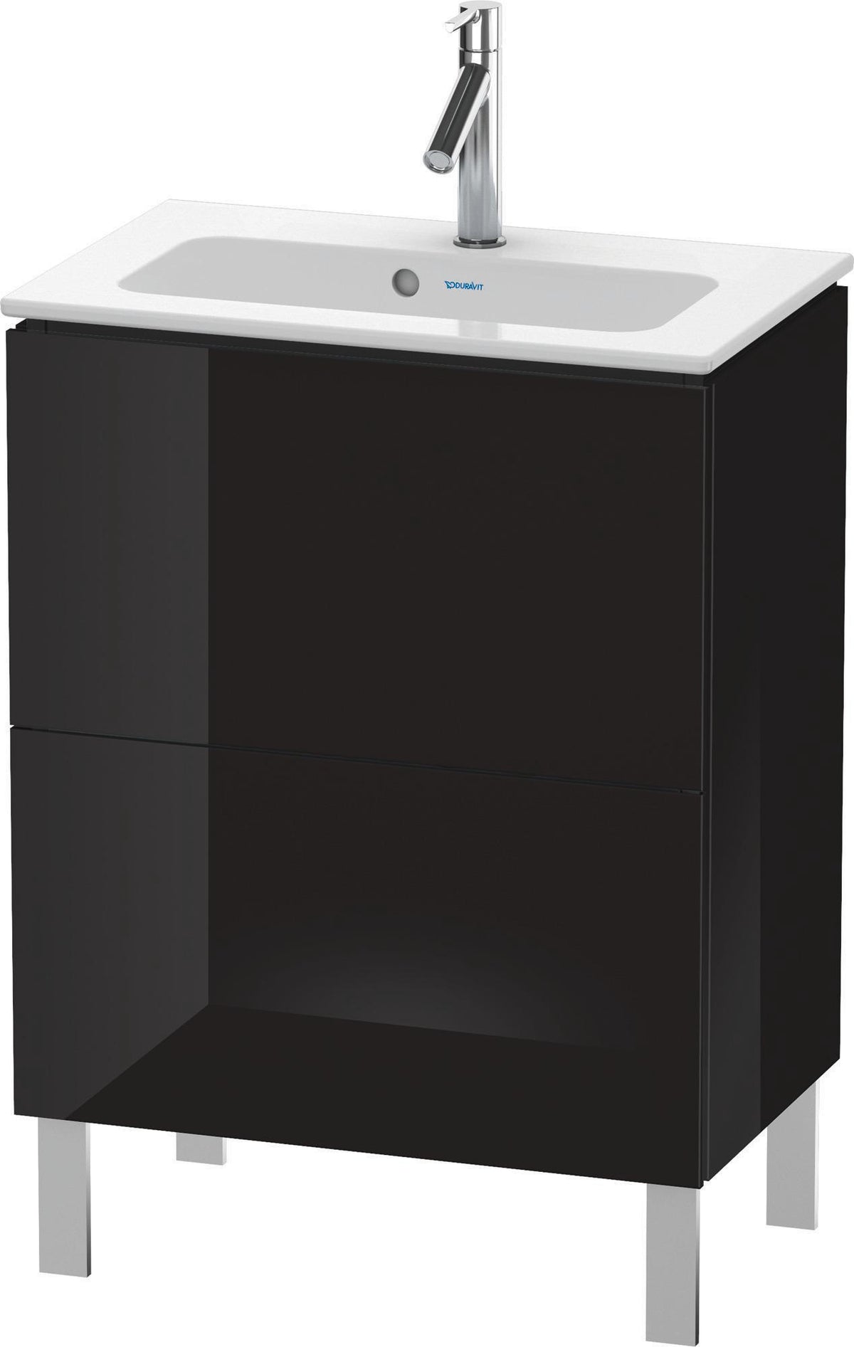 Duravit L-Cube Waschtischunterbau 620 mm, 2 Auszüge, bodenstehend, Weiß Matt – mit Tip-On