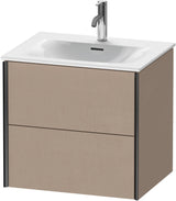Duravit XViu Waschtischunterbau wandhängend 610 mm, 2 Schubkästen, champagner matt/leinen – mit Tip-On-Technik
