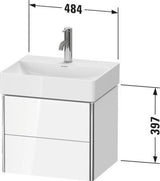 DURAVIT XSquare Waschtischunterbau wandhängend, 2 Schubkästen, Dolomiti Grey Hochglanz