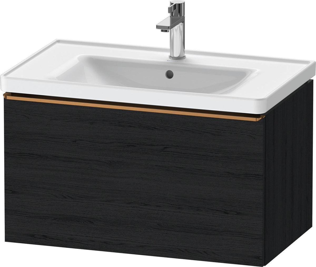 Duravit D-Neo Waschtischunterbau 784 mm Eiche Schwarz Matt mit 1 Auszug und Bronze-Griff