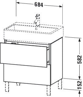 Duravit L-Cube Waschtischunterbau 684 mm Amerikanisch Nussbaum mit Tip-On-Technik