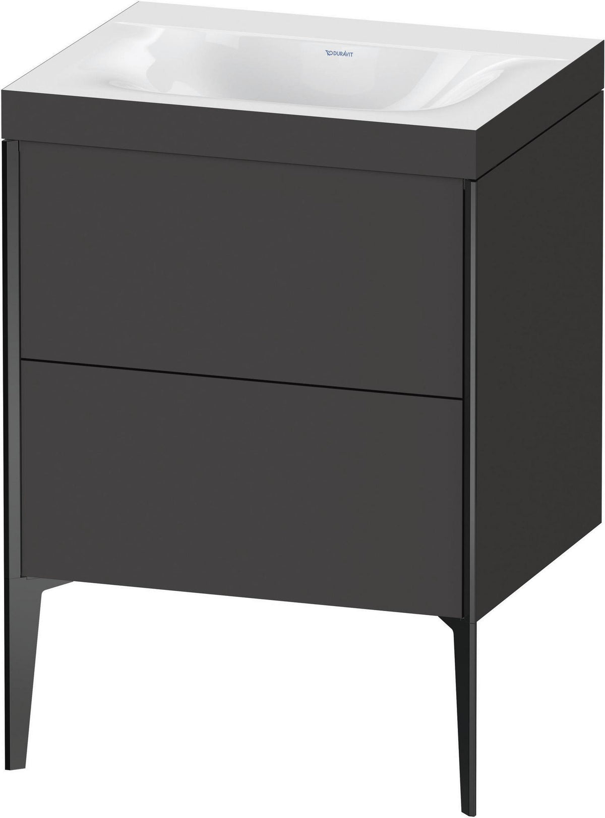 DURAVIT XViu c-bonded Waschtischunterschrank 600 mm, 2 Auszüge, anthrazit, bodenstehend