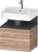 DURAVIT Qatego Waschtischunterbau 590 mm wandhängend, 1 Auszug, weiß Hochglanz, Nische Eiche Schwarz