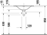 DURAVIT Einbauwaschtisch Viu 600 mm Weiß mit Überlauf und Hahnlochbank