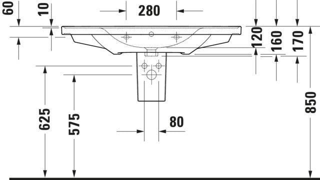 Duravit D-Neo Wandwaschtisch 650 mm weiß mit Überlauf und WonderGliss