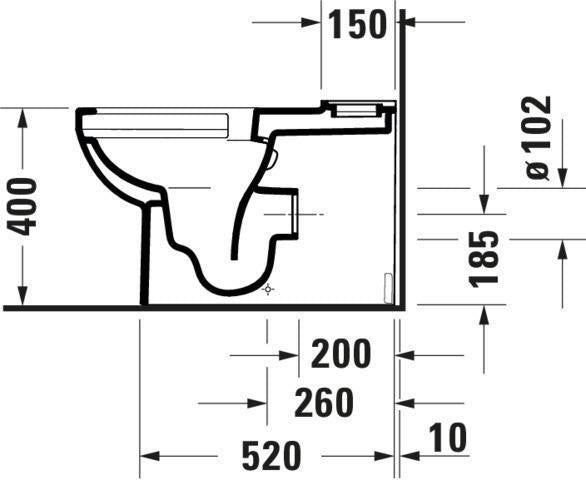 Duravit No.1 Stand-WC Kombi, spülrandlos, HygieneGlaze, 650 mm, weiß