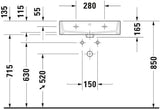 DURAVIT Waschtisch Vero Air 600 mm mit Überlauf, 1 Hahnloch, weiß – Wandmontage