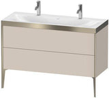 Duravit XViu Möbelwaschtischset 1200 mm Nussbaum Mitte mit Hahnlochbank und Raumsparsiphon