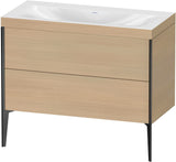 DURAVIT XViu Waschtischunterbauset 1000 mm, 2 Auszüge, Eiche dunkel gebürstet, schwarz matt