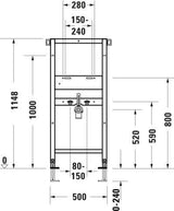 Duravit DuraSystem Waschtisch-Vorwandelement 500 x 1148 mm, Standard, Trockenbau, höhenverstellbar