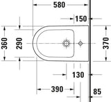 DURAVIT D-Neo Stand-Bidet 580 mm weiß mit Überlauf und Hahnlochbank