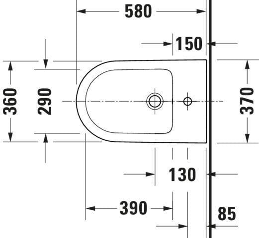 DURAVIT D-Neo Stand-Bidet 580 mm Weiß mit Überlauf & Hahnlochbank, WonderGliss