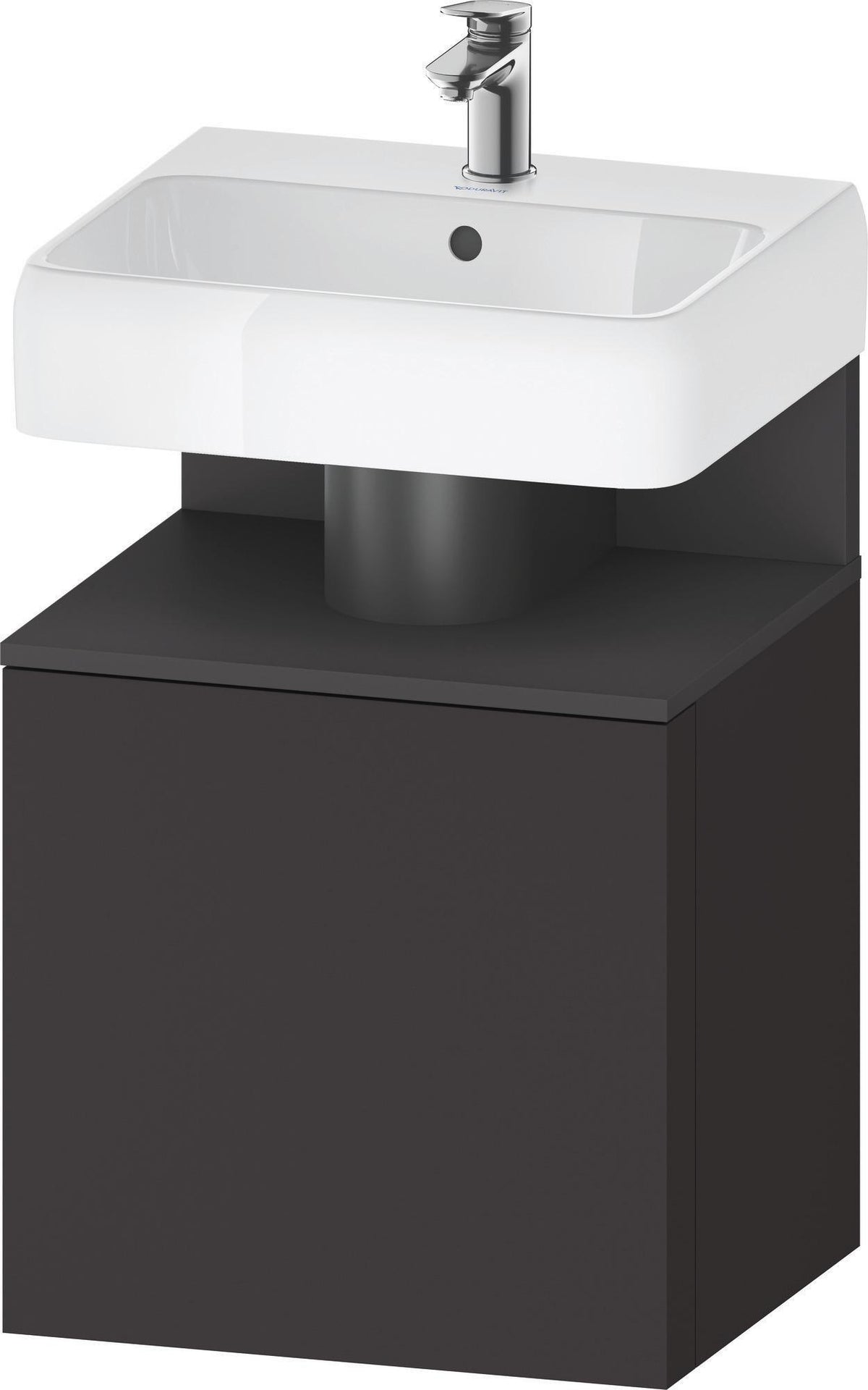 DURAVIT Qatego Waschtischunterbau 490 mm wandhängend, 1 Tür links, Weiß Matt mit Eiche Schwarz Nische