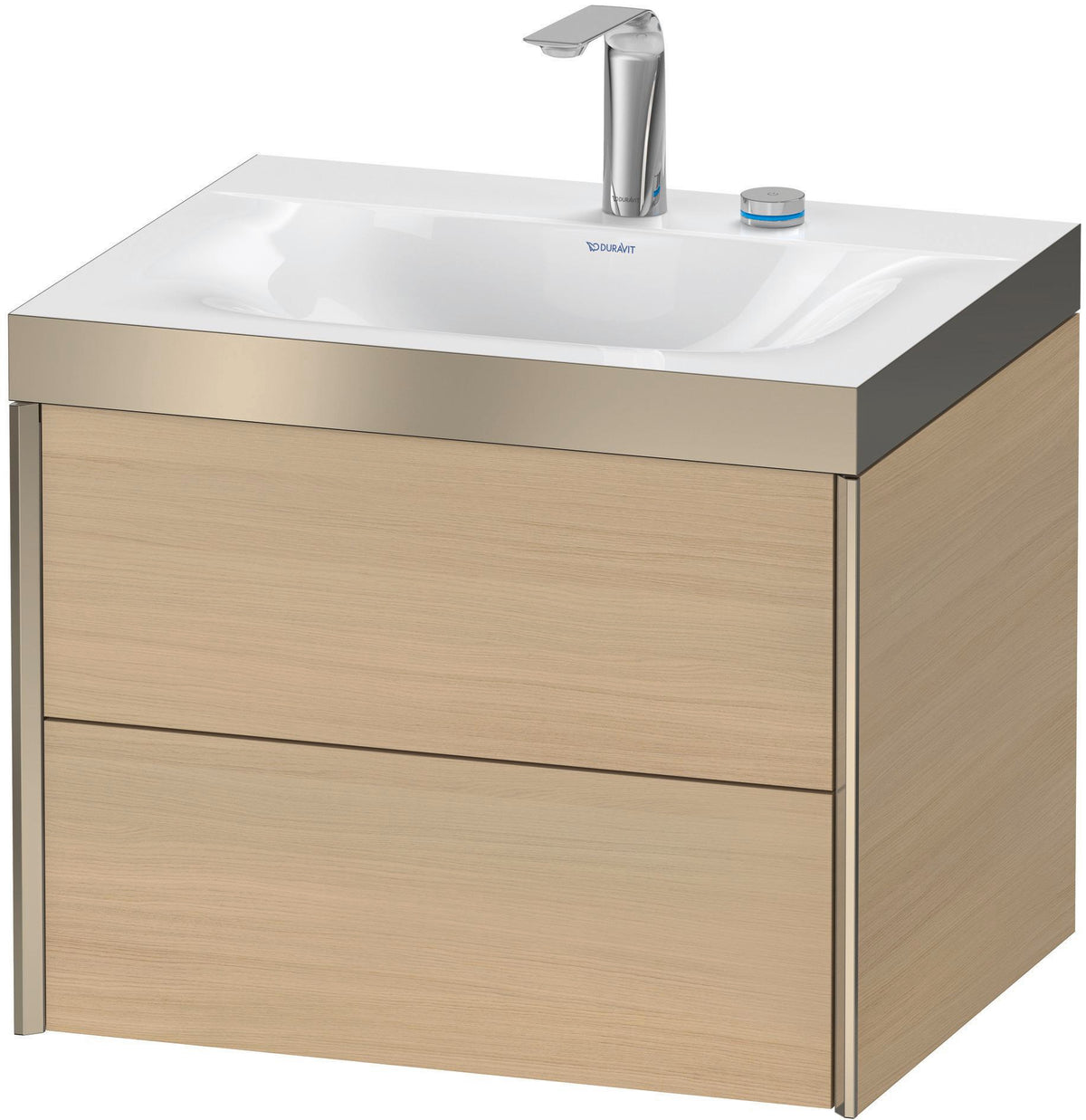 DURAVIT XViu Waschtischunterbau 600 mm, 2 Schubkästen, Champagner Matt/Eiche Dunkel