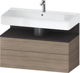 DURAVIT Qatego Waschtischunterbau 990 mm Eiche Terra Matt mit LED-Nischenbeleuchtung