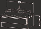 Duravit L-Cube Konsolenwaschtischunterbau 1020 mm betongrau matt mit 2 Schubkästen und Tip-On-Technik