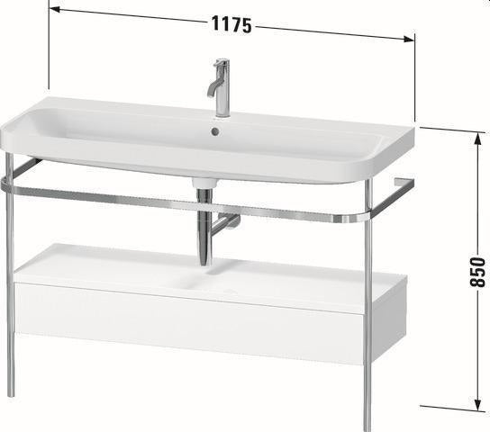 Duravit Waschtischset Happy D.2 Plus 1175x490mm Taupe Supermatt Ein Hahnloch