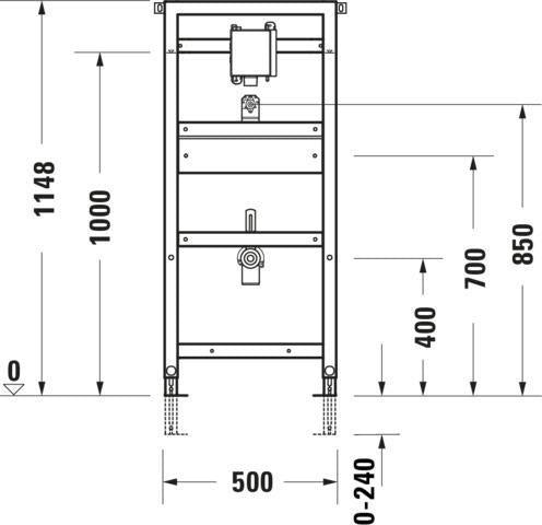 Duravit DURASYSTEM Urinal-Element 500 x 1148 mm für UP-Druckspüler, Trockenbau, vormontiert