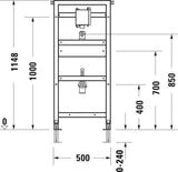 Duravit DURASYSTEM Urinal-Element 500 x 1148 mm für UP-Druckspüler, Trockenbau, vormontiert