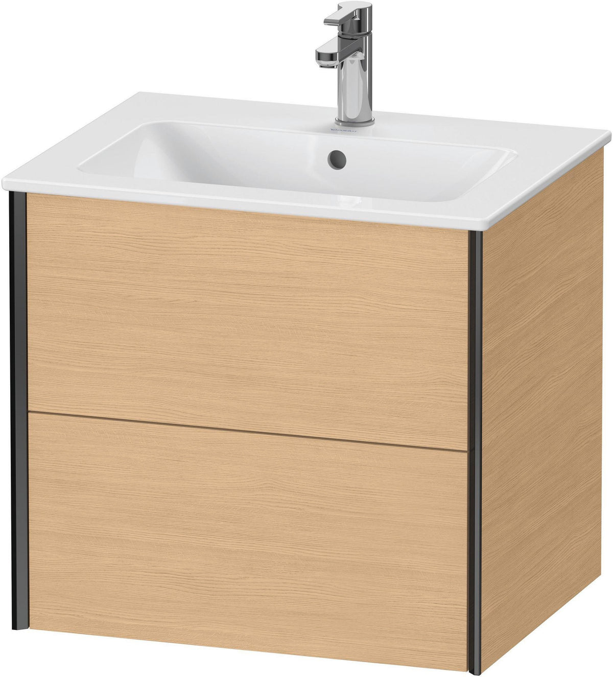 DURAVIT XViu Waschtischunterbau wandhängend 610 mm, 2 Schubkästen, weiß matt – ohne Griff, mit Tip-On-Technik