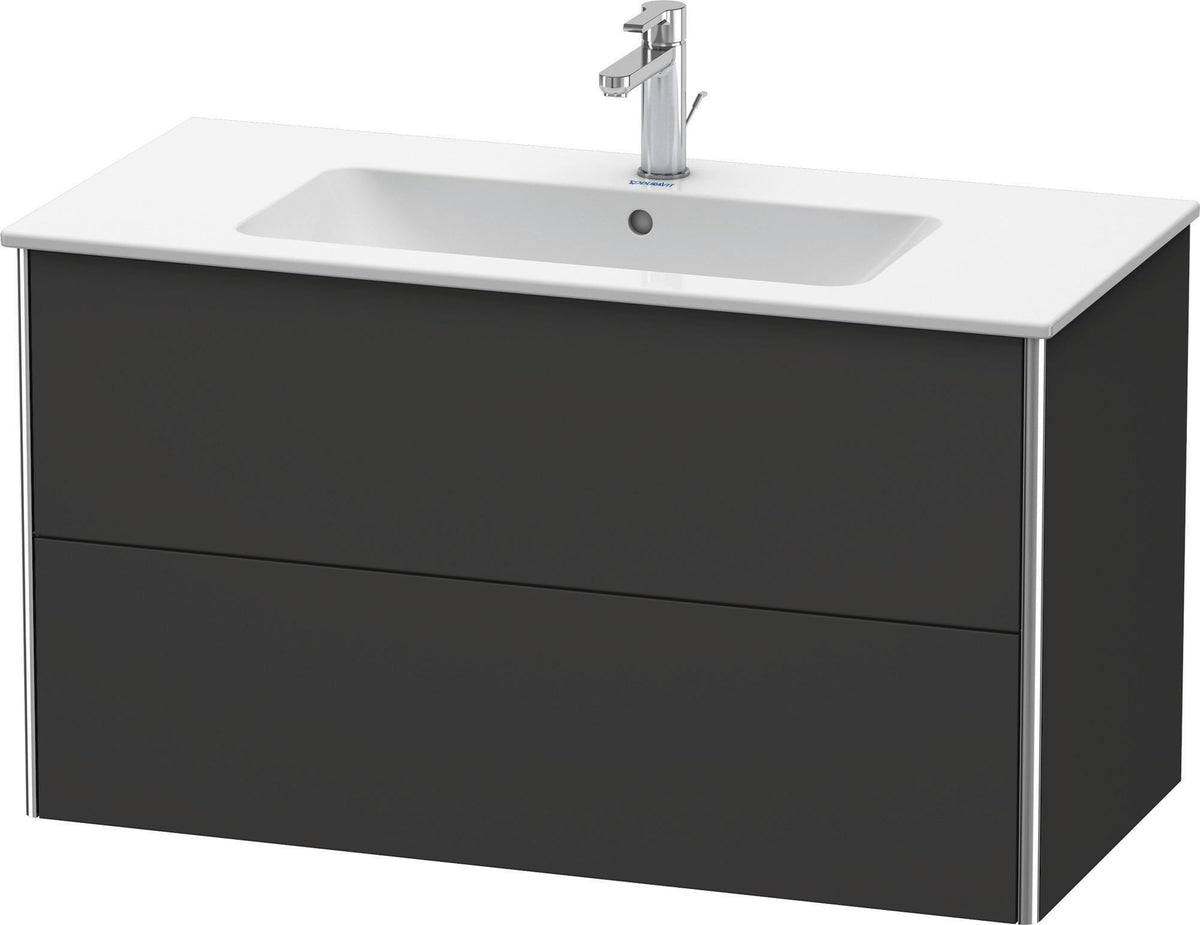 Duravit XSquare Waschtischunterbau 1010 mm, 2 Schubkästen, Graphit Matt – Wandhängend