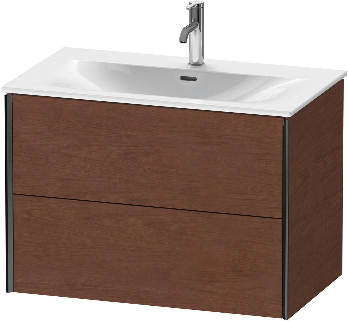 DURAVIT XViu Waschtischunterbau wandhängend 810 mm Nussbaum mit 2 Schubkästen und Tip-On-Technik
