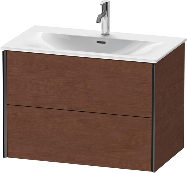 DURAVIT XViu Waschtischunterbau wandhängend 810 mm Nussbaum mit 2 Schubkästen und Tip-On-Technik
