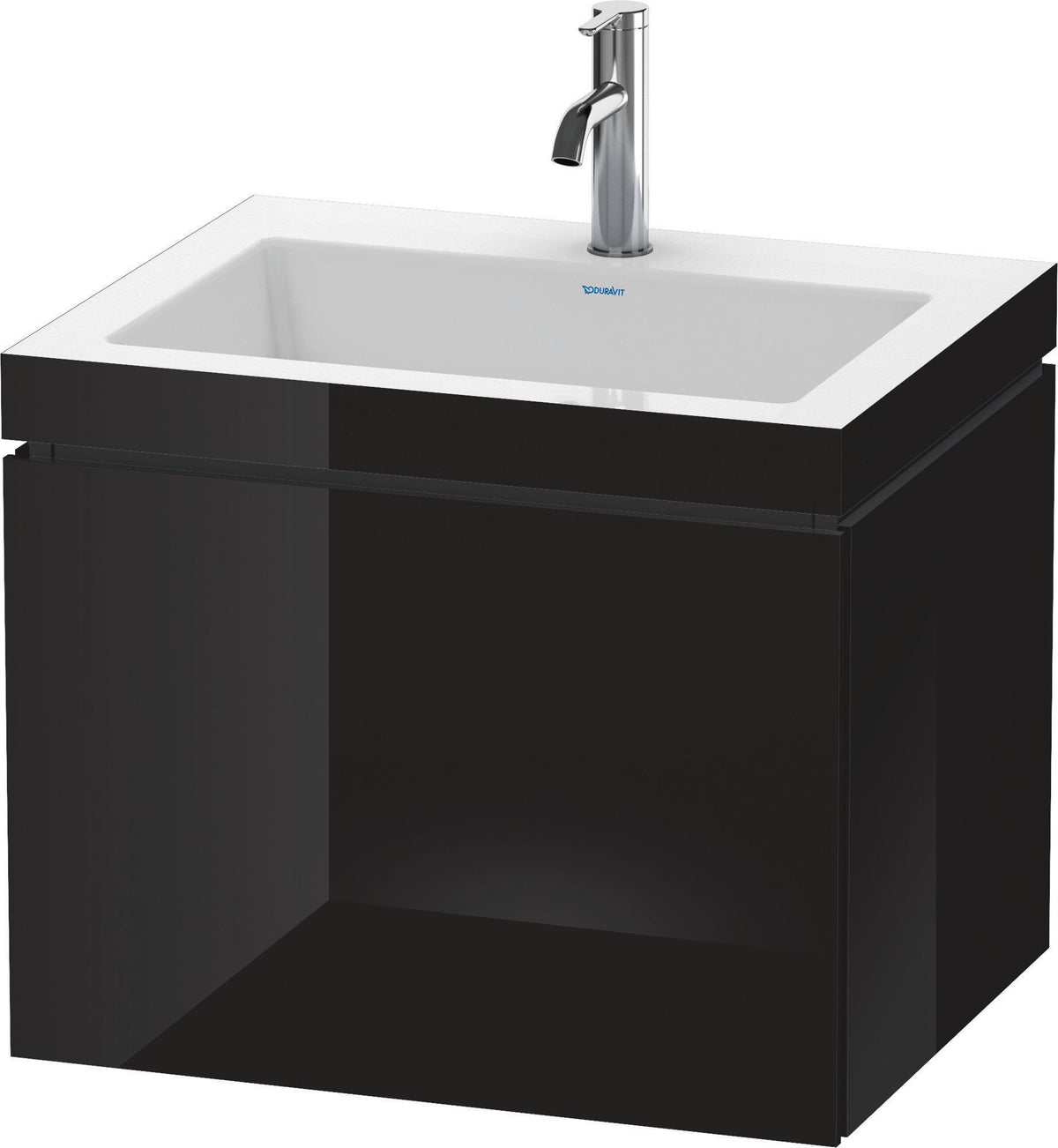 DURAVIT L-Cube c-bonded Waschtischset 600 mm mit Vero Air Waschtisch, 1 Auszug, Schwarz Hochglanz