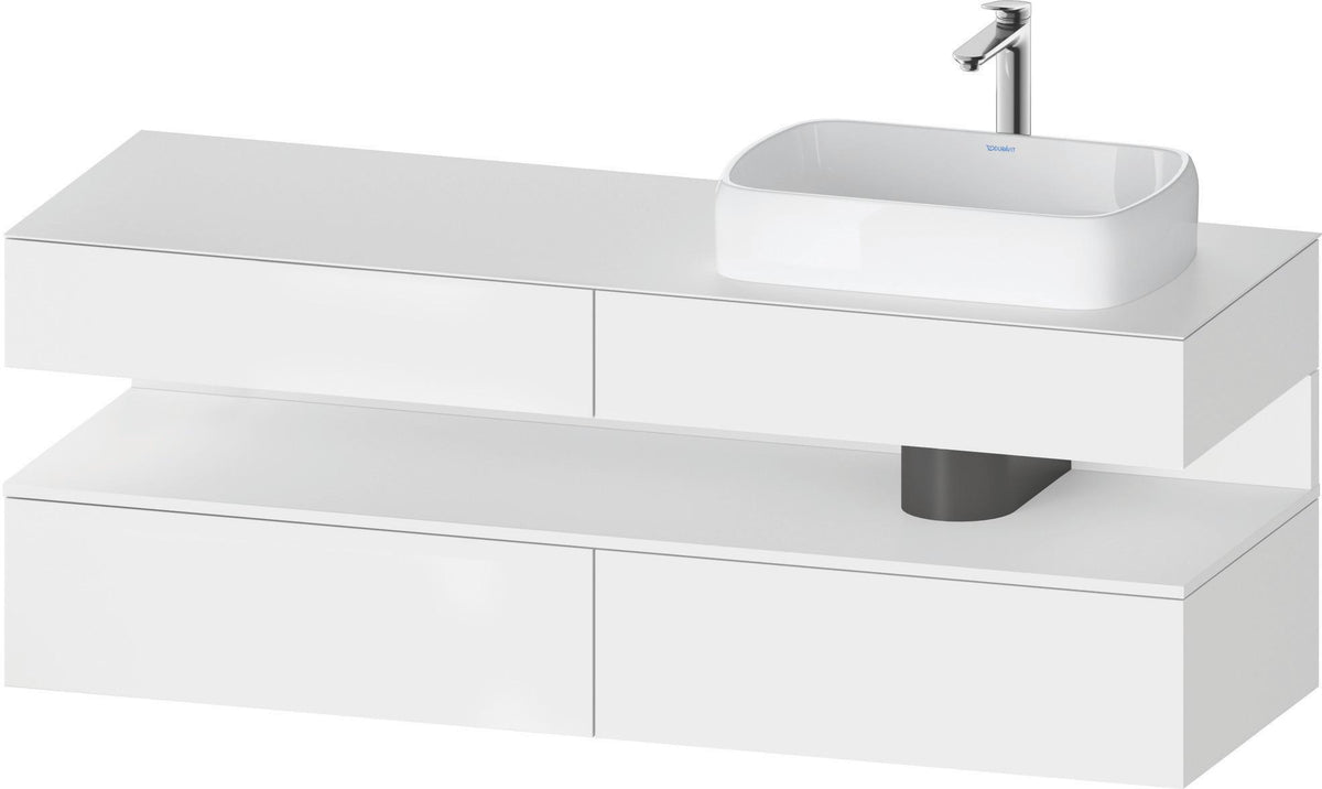 Duravit Qatego Konsolenwaschtischunterbau 1600 mm Weiß Hochglanz mit Eiche Schwarz Nische