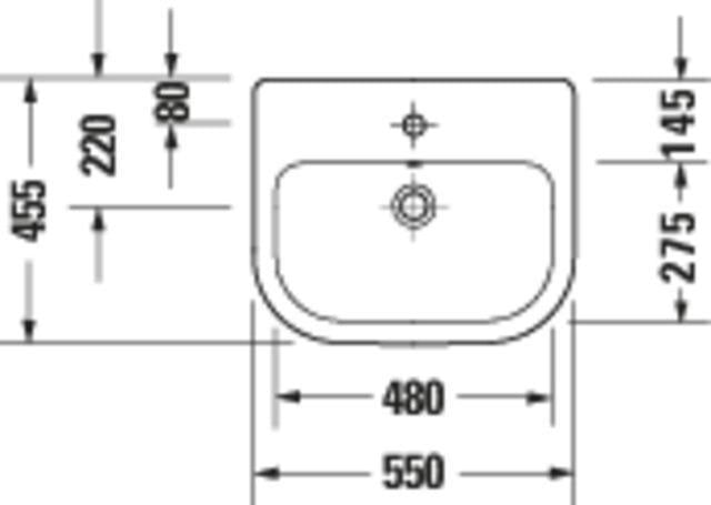 DURAVIT D-Code Halbeinbauwaschtisch 550 mm, 1 Hahnloch, mit Überlauf, weiß