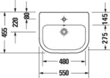 DURAVIT D-Code Halbeinbauwaschtisch 550 mm, 1 Hahnloch, mit Überlauf, weiß