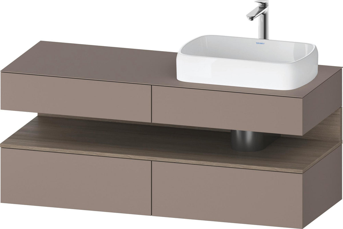Duravit Qatego Konsolenwaschtischunterbau 1400 mm Basalt Matt mit 2 Auszügen