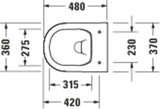 Duravit D-Code 2.0 Stand-WC 480 mm spülrandlos weiß, Abgang waagerecht, Compact