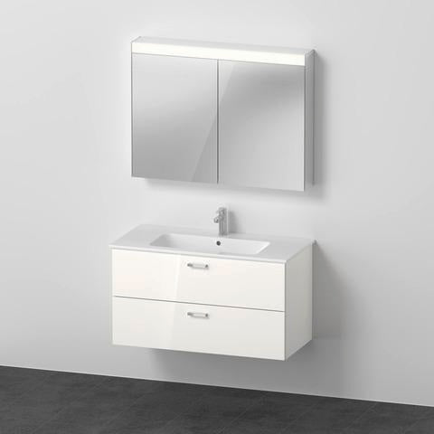 DURAVIT XBase Möbel-Set 1300 mm Nussbaum Dunkel mit Waschtisch, Unterbau und Spiegelschrank