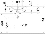 DURAVIT Viu Möbelwaschtisch 630 mm Weiß mit Überlauf und 1 Hahnloch