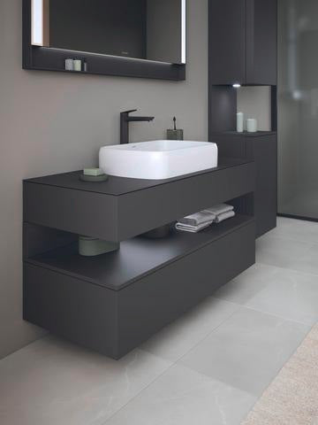 DURAVIT Qatego Hochschrank 400 mm, 2 Türen, weiß Hochglanz, Eiche Schw. Matt