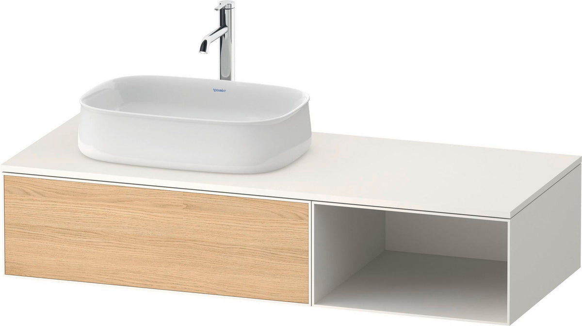 Duravit Zencha Konsolen-Waschtischunterbau 1300 mm Eiche Anthrazit mit Auszug und Tip-on-Technik