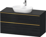 DURAVIT D-Neo Konsolenwaschtischunterbau 1200 mm Eiche Schwarz Matt mit Bronze Griff
