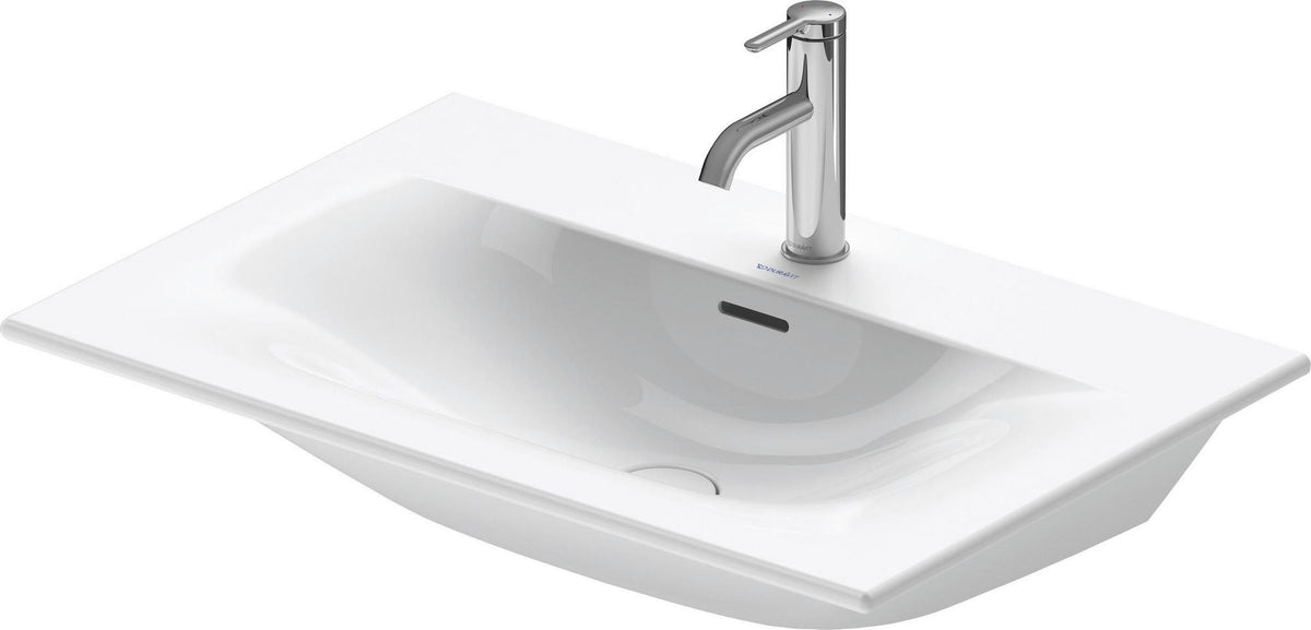 DURAVIT Viu Möbelwaschtisch 730 mm Weiß mit Überlauf und Hahnlochbank