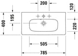 Duravit DuraStyle Möbelwaschtisch 785 mm mit Überlauf, 1 Hahnloch, WonderGliss, weiß