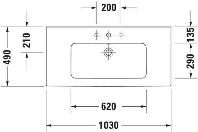 DURAVIT ME by Starck Möbelwaschtisch 1030 mm Weiß Seidenmatt mit Überlauf und 1 Hahnloch