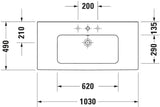 DURAVIT ME by Starck Möbelwaschtisch 1030 mm Weiß Seidenmatt mit Überlauf und 1 Hahnloch