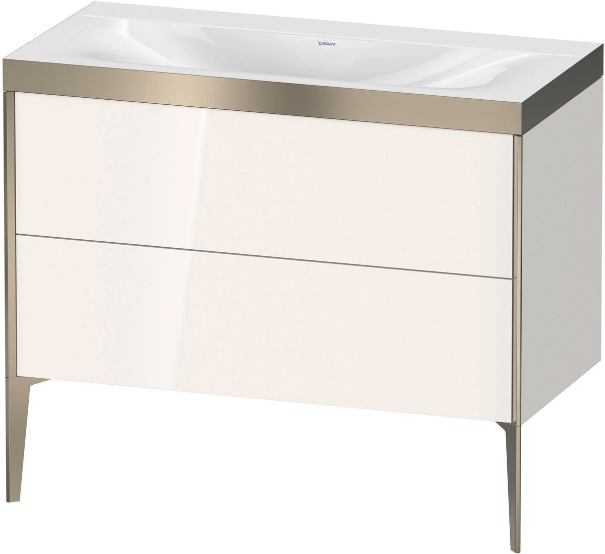 DURAVIT XViu c-bonded Waschtischunterbauset 1000 mm, 2 Auszüge, champagner matt/weiß hochglanz